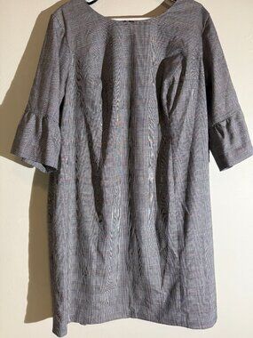 Talbots Woman Petites Glen Plaid Flounce Sleeve Shift Dress| 16P